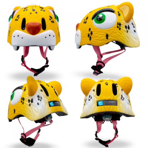 Захисний шолом Crazy Safety з заднім ліхтариком безпеки Жовтий леопард NEW